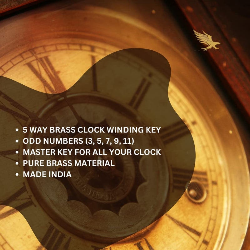 Brass Blessing : 5 Prong Brass Clock Key for Winding Clocks, ODD Numbers, 1 Piece (5023) - Image 4